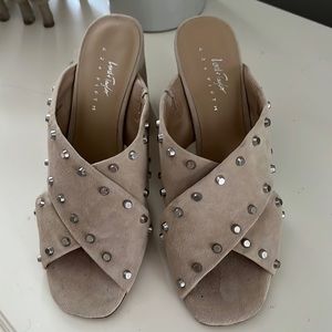 Suede studded sandals